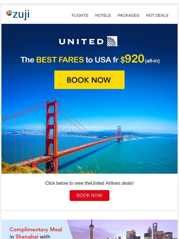 Special Fares to USA with United Airlines