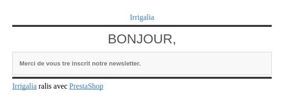 [Irrigalia] Confirmation newsletter