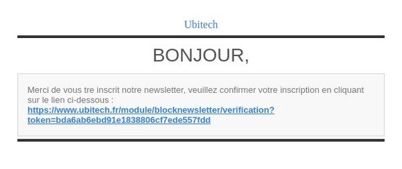 [Ubitech] E-mail de vérification