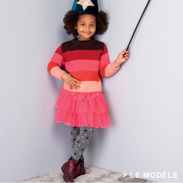 Modèle pull rayé fille