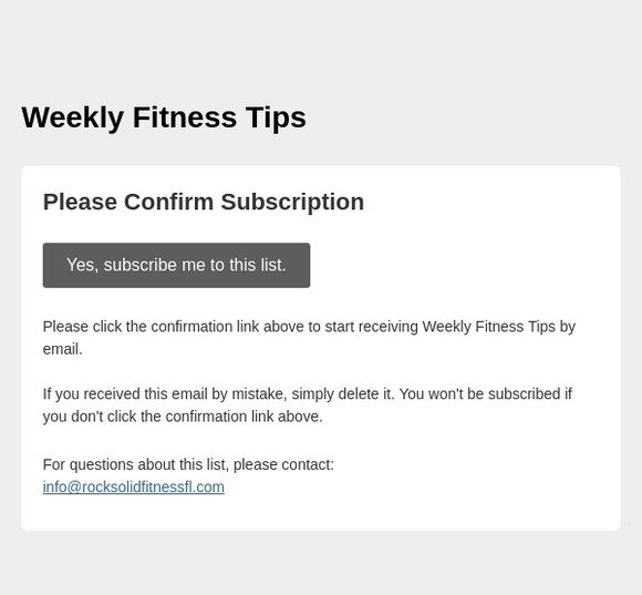 Weekly Fitness Tips: Please Confirm Subscription