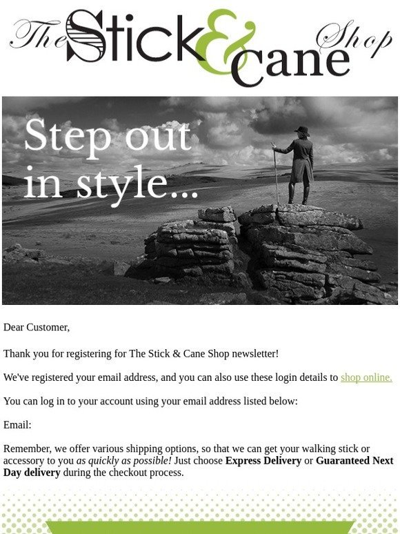 Welcome to the Stick & Cane Shop Newsletter!