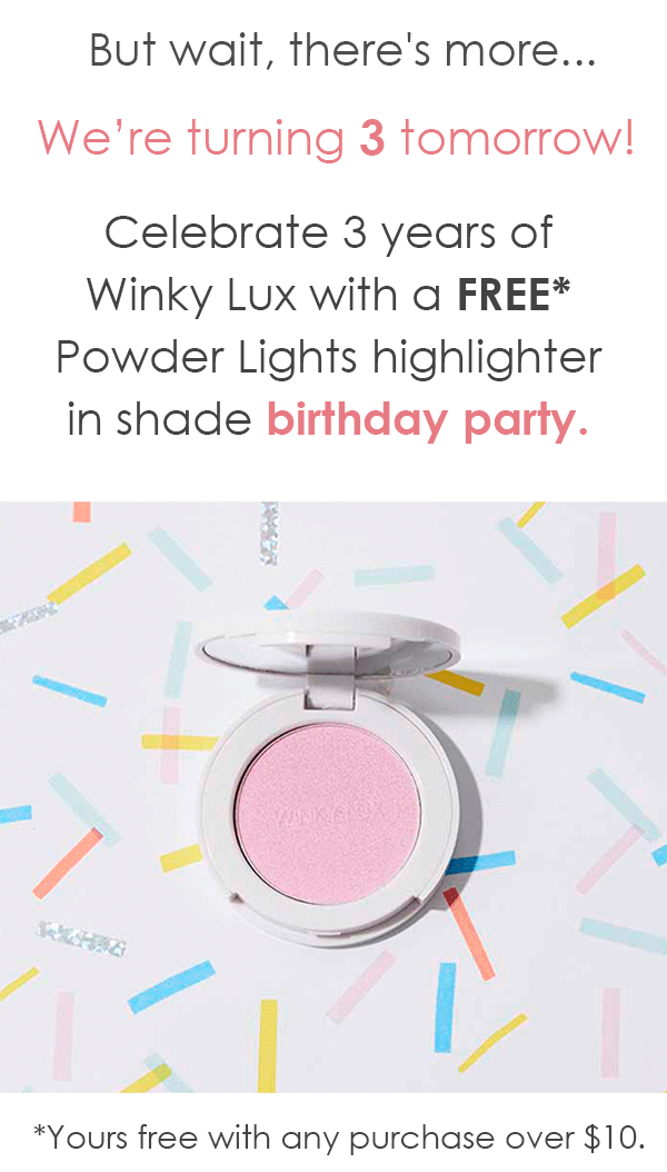 winky lux birthday party highlighter