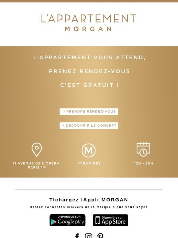 Prenez RDV gratuitement à l'appartement Morgan !