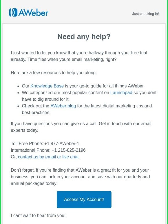 You're halfway through your free trial!