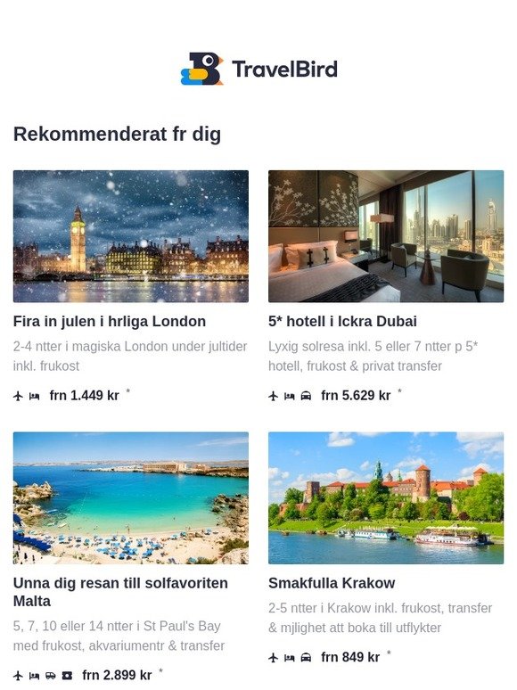 Julmarknad i London | 5* solresa till Dubai | Populära Malta