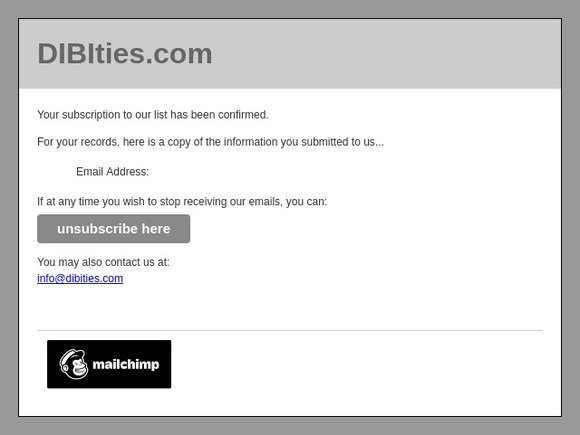 DIBIties.com: Subscription Confirmed