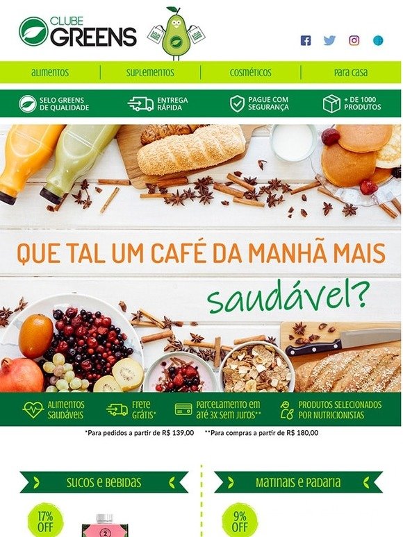 Seu café da manhã mais saudável com estas super ofertas ☺