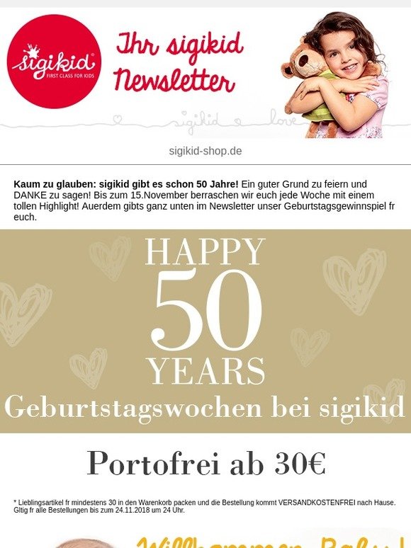 GRATIS Versand | Geburtstagswochen bei sigikid