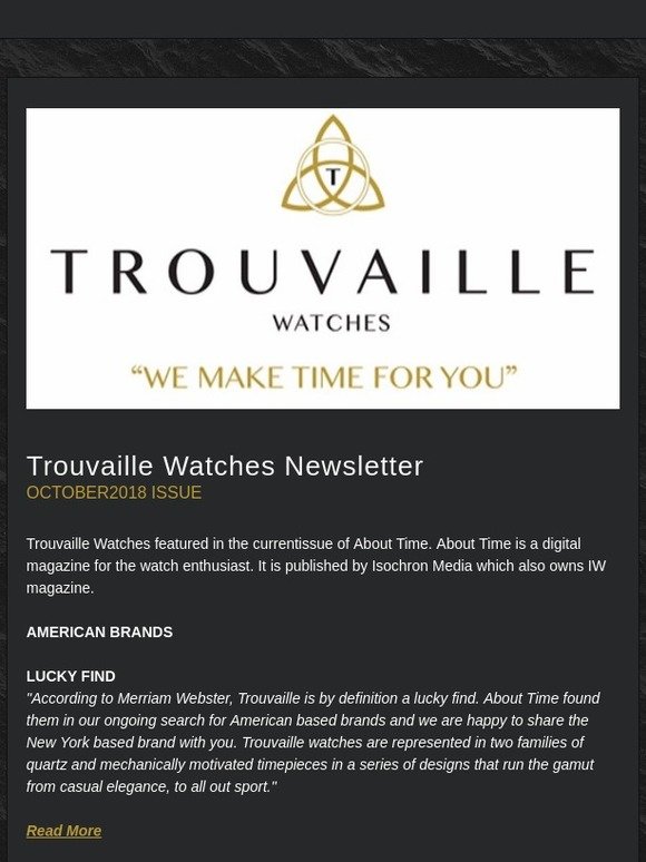 Trouvaille Watches October 2018 Newsletter