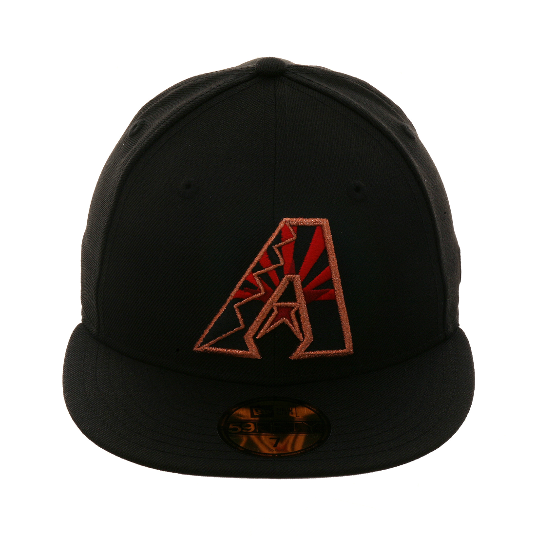 Exclusive New Era 59Fifty Arizona Diamondbacks A Flag Hat - Black, Red, Metallic Copper