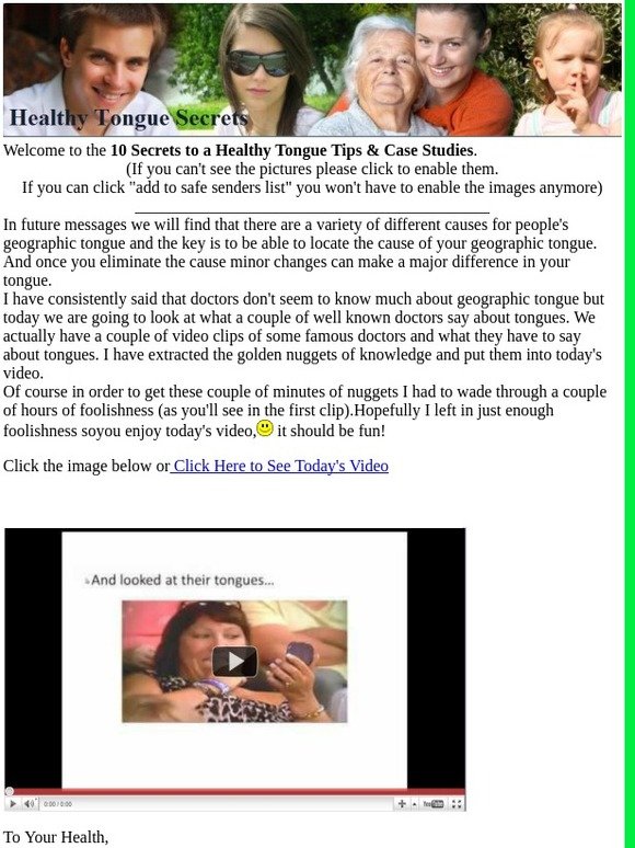 Healthy Tongue Secrets	#1  Dr. OZ's Tongue in a Jar