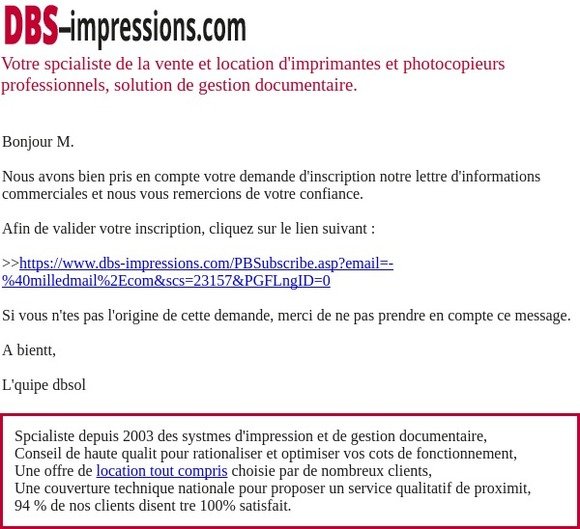 Confirmation de votre inscription à la newsletter - www.dbs-impressions.com