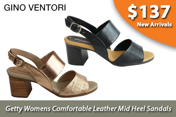 NEW GINO VENTORI GETTY WOMENS COMFORTABLE LEATHER MID HEEL SANDALS 