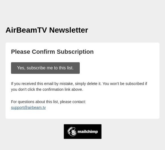 AirBeamTV Newsletter: Please Confirm Subscription