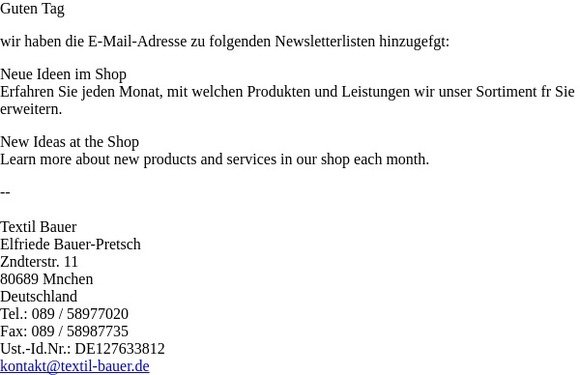 Willkommen bei unserem Newsletter