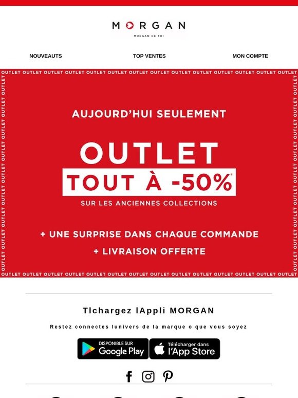OUTLET : -50% uniquement aujourd’hui !