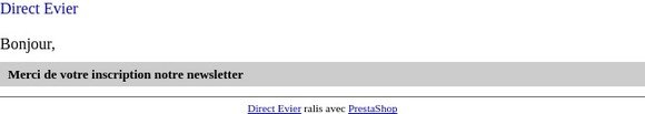 [Direct Evier] Confirmation newsletter