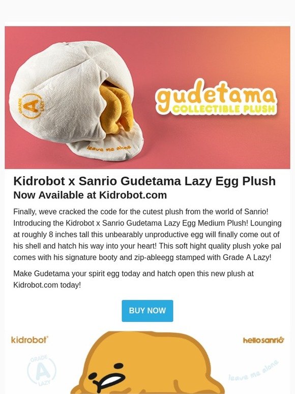 KIDROBOT INC.: NEW Kidrobot X Sanrio Gudetama Lazy Egg Plush Now ...