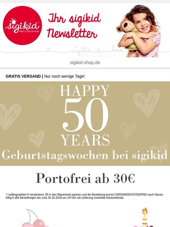 GRATIS Versand | Geburtstagswochen bei sigikid