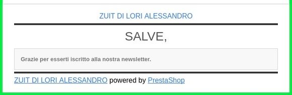 [ZUIT DI LORI ALESSANDRO] Conferma newsletter