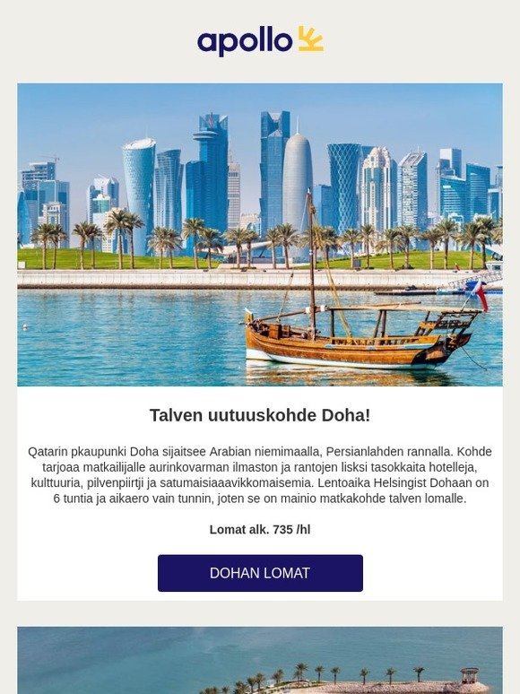 UUTUUS! Doha alk. 705 € | Talven parhaat tärpit!