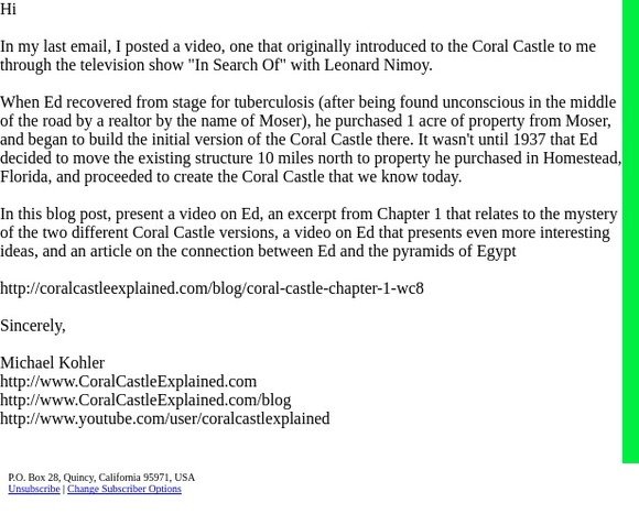 Coral Castle Explained – Chapter 1