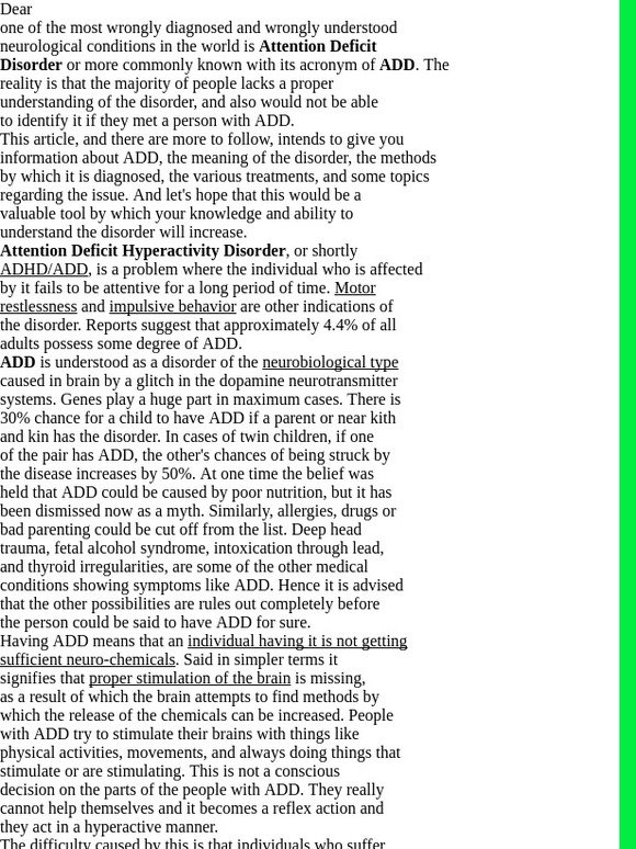 [CADD Newsletter] An Introduction To Attention Deficit Disorder.