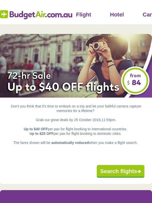 ⚡72-hr sale⚡ Up to $40 flight OFF to celebrate the last quarter of the year