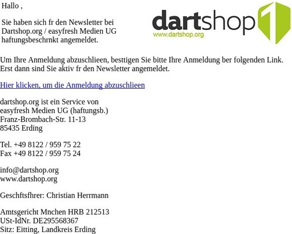 Ihre Anmeldung zum Newsletter bestätigen