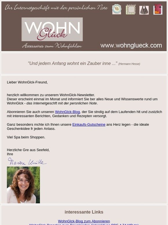 Willkommen beim WohnGlück-Newsletter