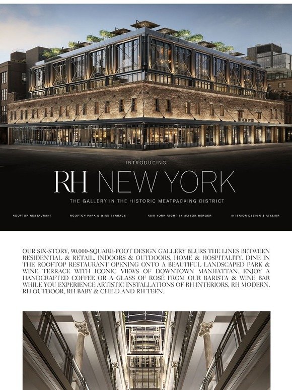 Restoration Hardware Discover RH New York, The Gallery in the Historic Meatpacking District