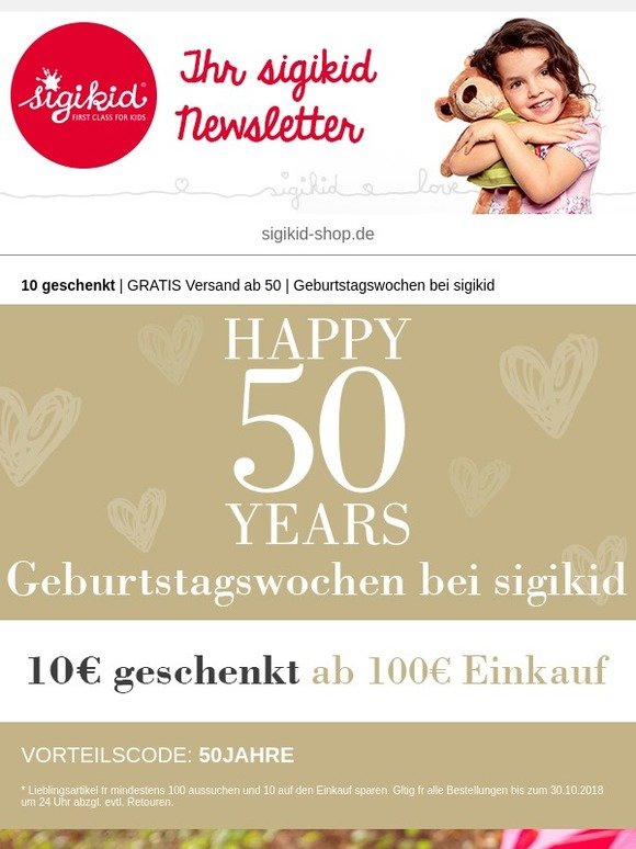 10€ geschenkt ♥ Geburtstagswochen bei sigikid