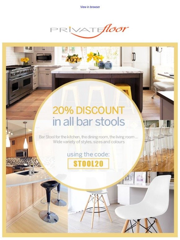 Privatefloor 👍 OFFER 20 discount on bar stools Milled Privatefloor 👍 OFFER 20 discount on bar stools Milled