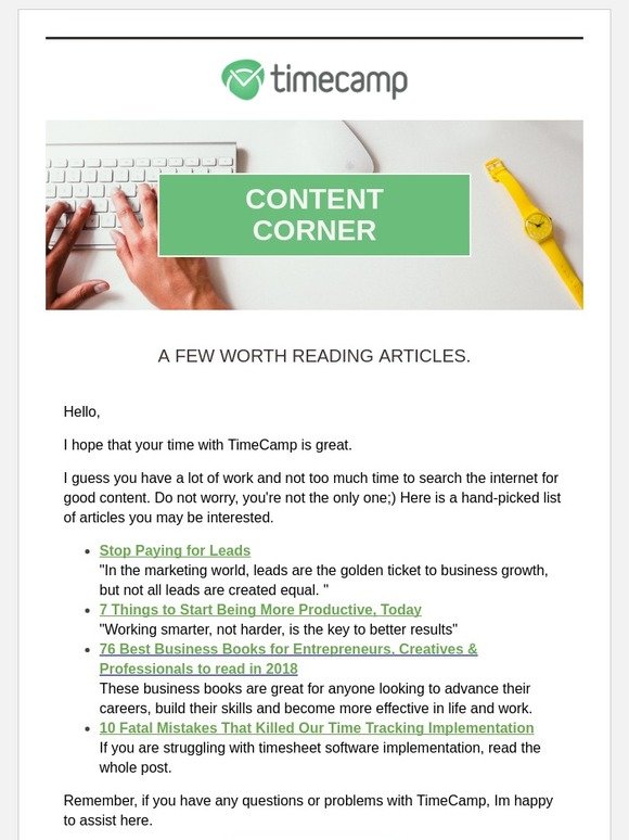  We can’t all win the lottery...but we can read good articles - Paula from TimeCamp