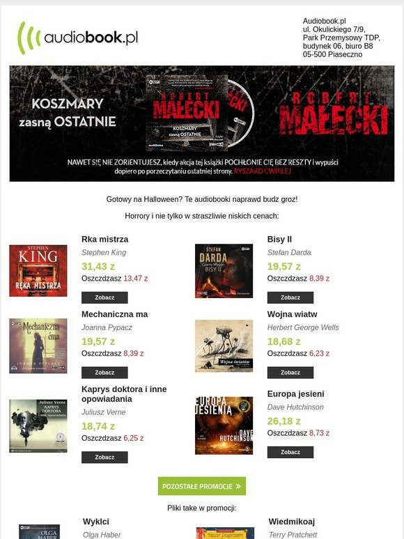 Przygotuj się na Halloween! Audiobooki budzące grozę nawet 35% taniej!