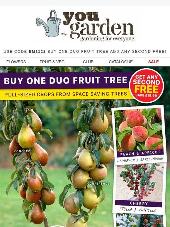 Duo Fruit Trees, Buy One Get One FREE! Milled
