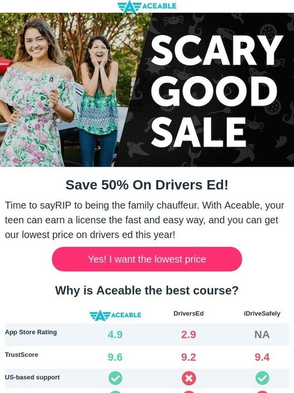 Lowest price this year [50% Off!] Get your teen's drivers ed course today!