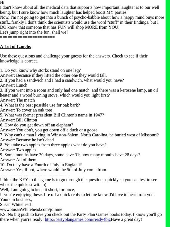 Laughter comes easily -at Party Plan Games