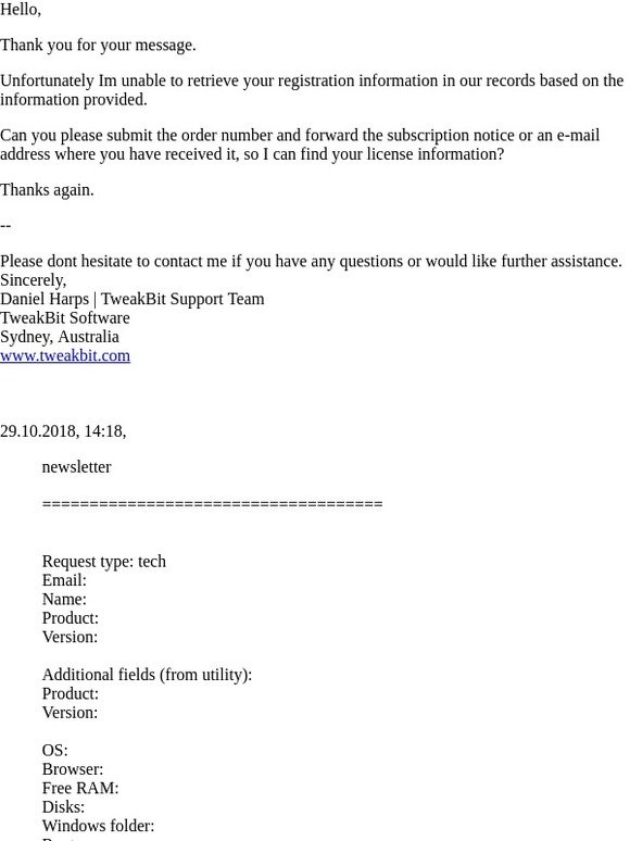 Re: License key & technical support