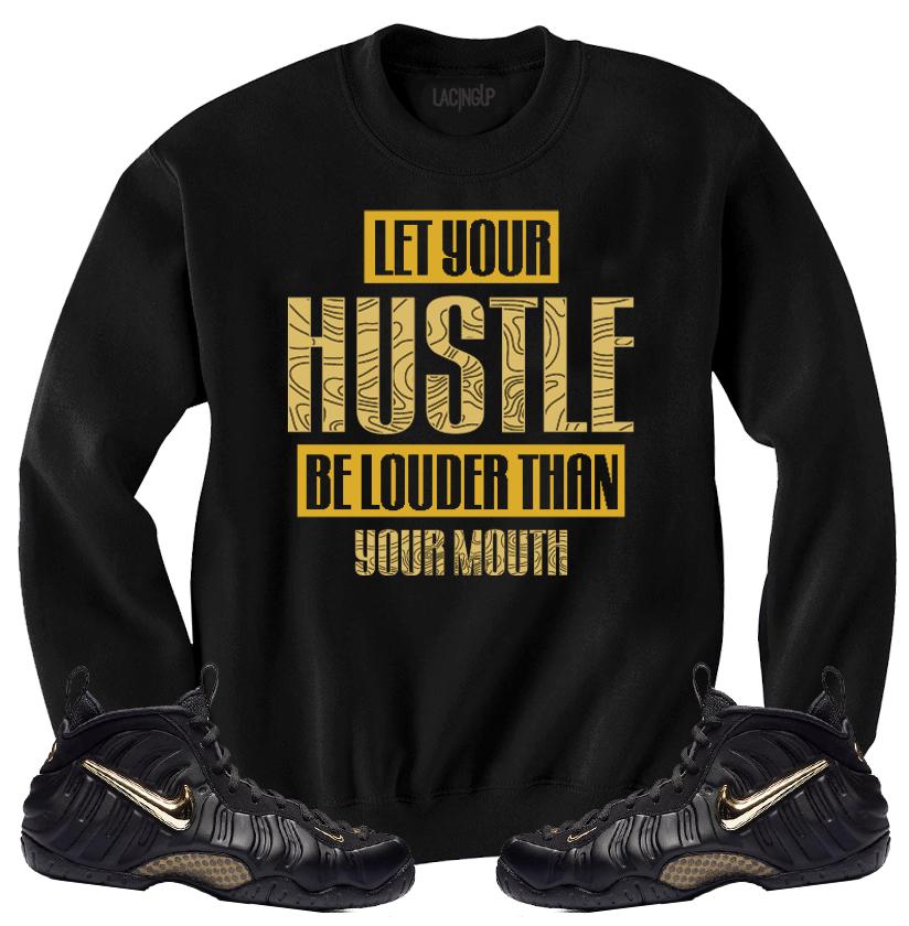 Black and cheap gold foamposite shirt