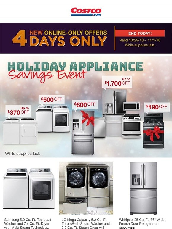 Costco Early Black Friday Appliance Savings + Costco Grocery Delivery