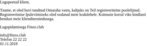 Teade Finzo.club klienditoelt