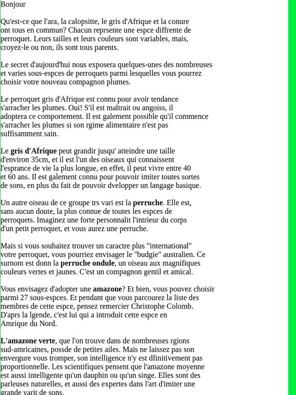 [perroquets] Cours 3 - Tant de Perroquets, si peu de temps