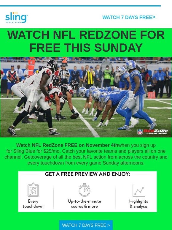 NFL RedZone Free Preview on Sling TV