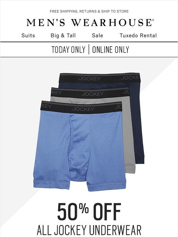 Men's Wearhouse Today Only! 50 Off All Jockey Underwear Milled