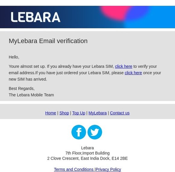 MyLebara – MyLebara Email verification