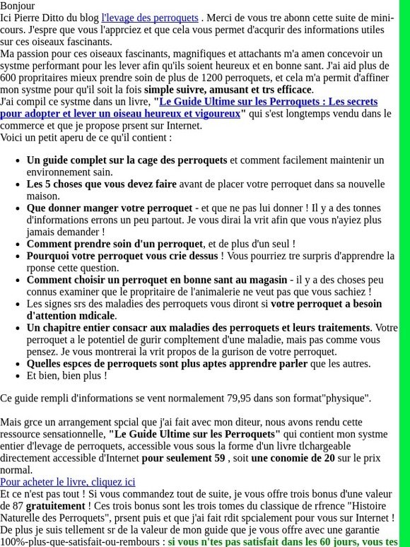 [perroquets] Pourquoi sont-ils si insatiables ?