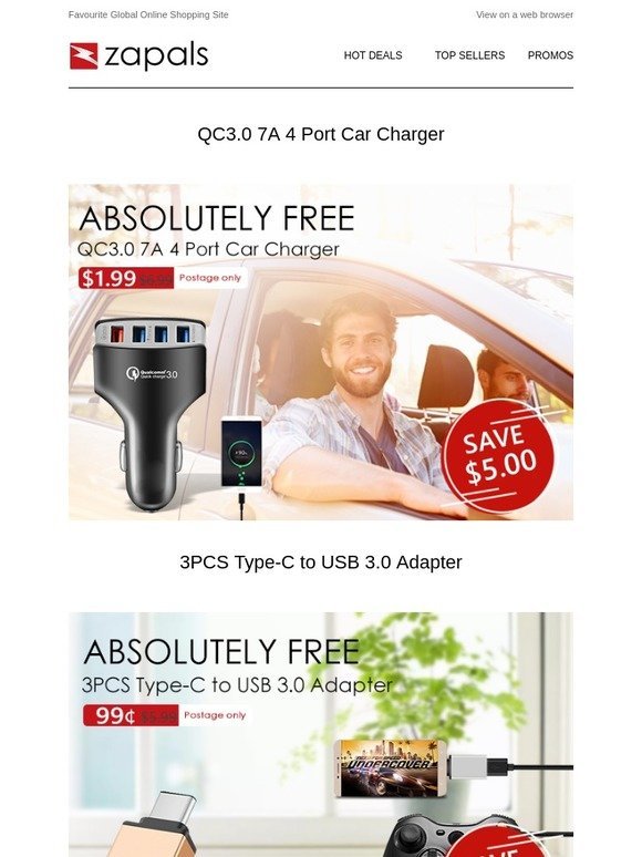 What? Only $1.99 Get QC3.0 4-USB Car Charger; Only $0.99 Shop Old Nokia iPhone Case and 3PCS Type-C to USB 3.0 Adapter