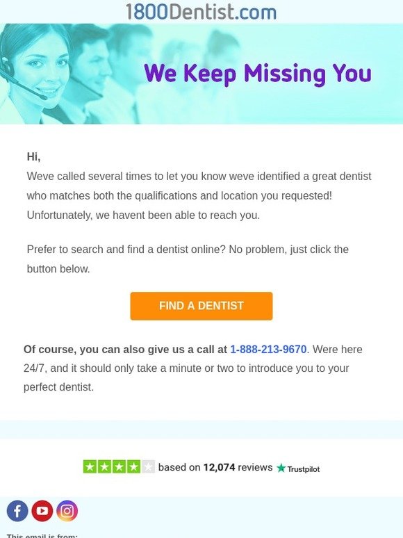 Your perfect dentist is only a phone call away!
